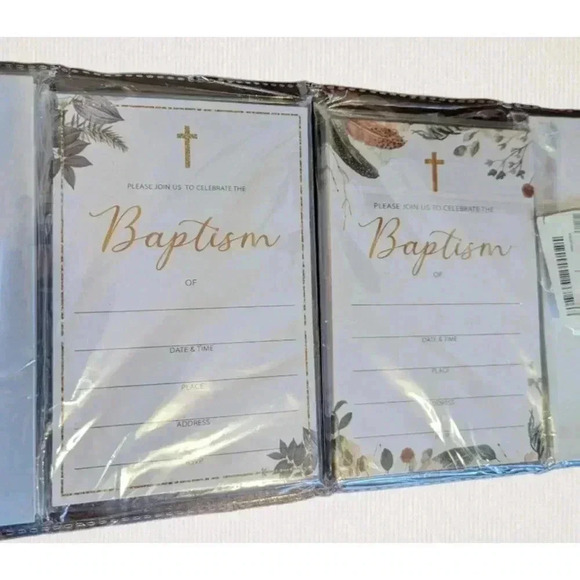 Baptism Invitation Cards with Envelopes 2 Boho Designs Set of 2 Packs 50 Total - Picture 1 of 4